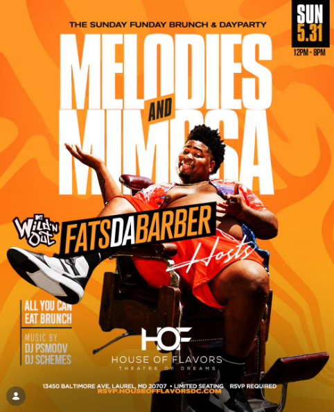 Melodies & Mimosas event flyer